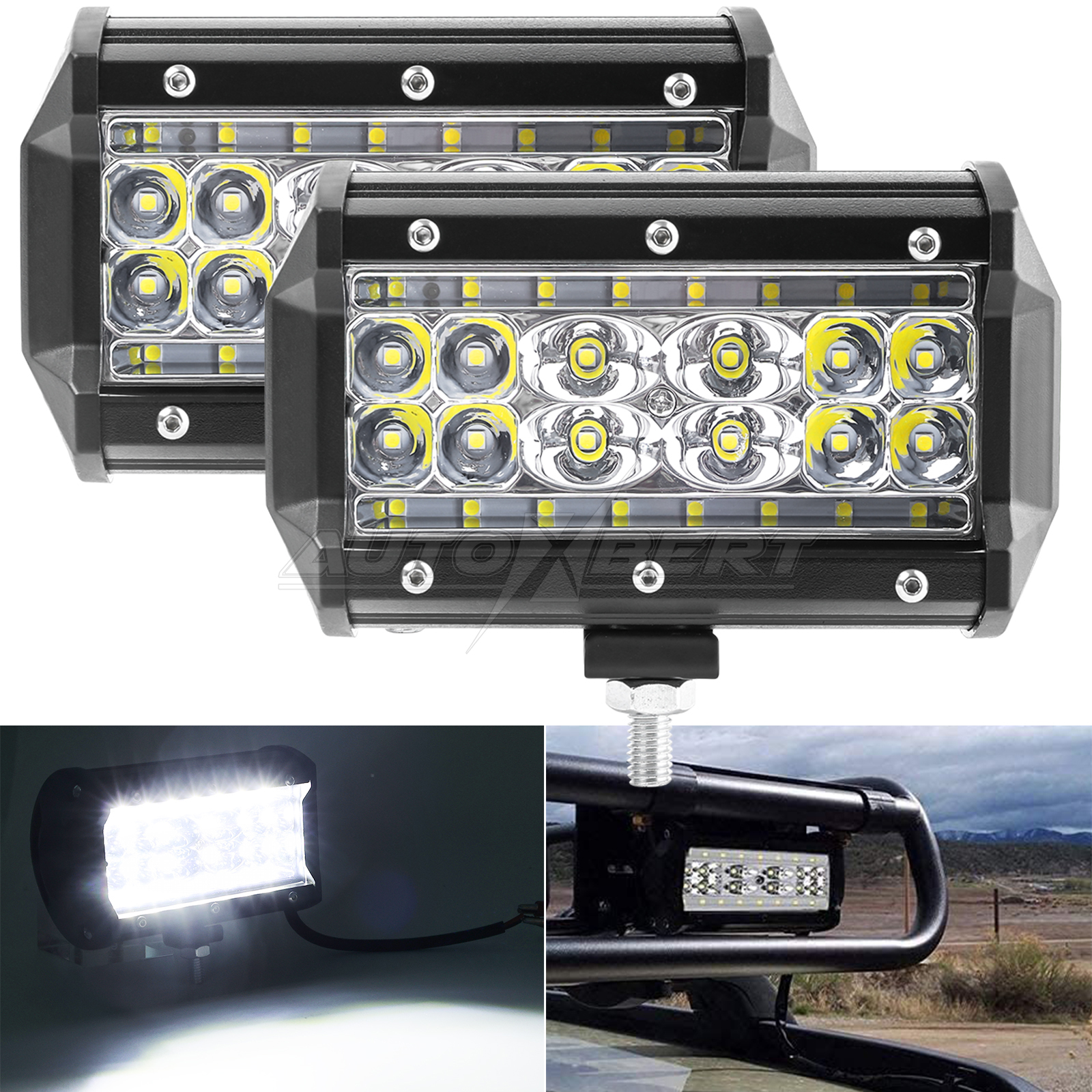 5-calowy czterordzeniowy pasek świetlny LED Spot Flood 12V 24V Offroad Atv 4x4 Utv Suv 84W