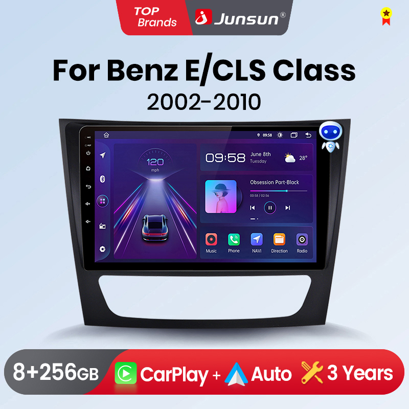 Junsun Bezprzewodowe radio samochodowe CarPlay Android Auto do Mercedes Benz E class W211 E300 2002-2010 GPS Multimedia 2 din Systemy Stereo