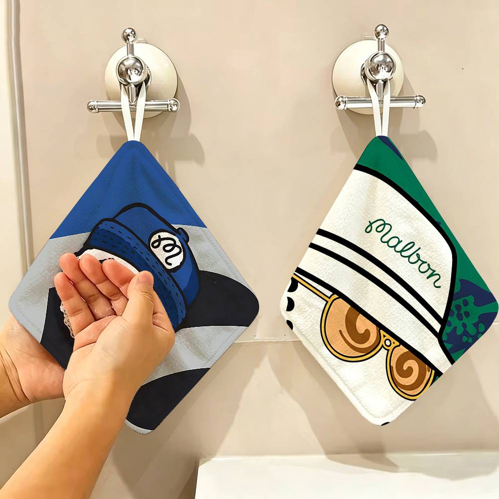 Toalha de Mão com Logo da Marca M-Malbon, Estilo Pendurável, Poliéster e Algodão, Anti-desbotamento para Cozinha e Sala de Estar