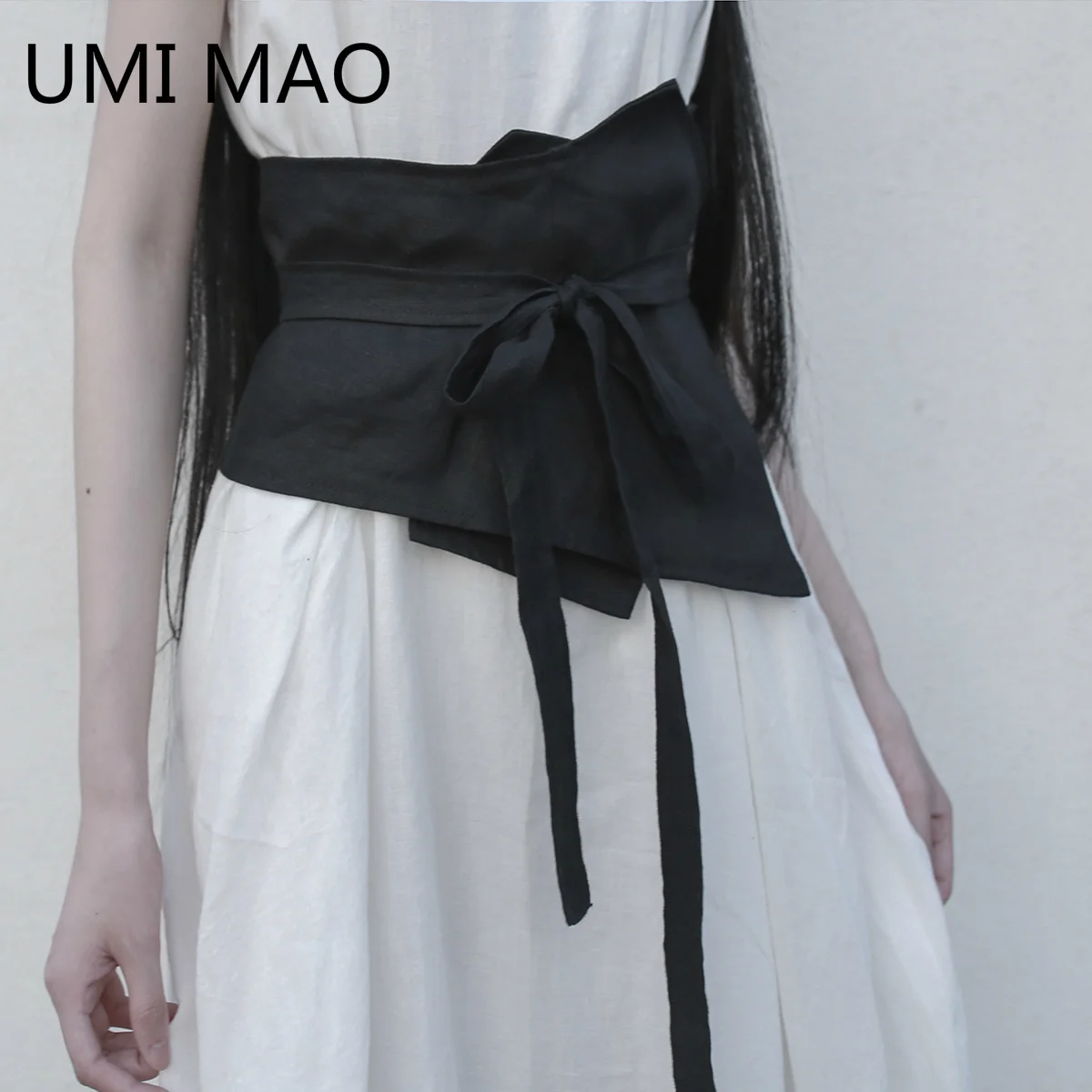 UMI MAO primavera nuevo estilo de Moshu hecho en casa Irregular faja de lino salvaje femenino estilo chino
