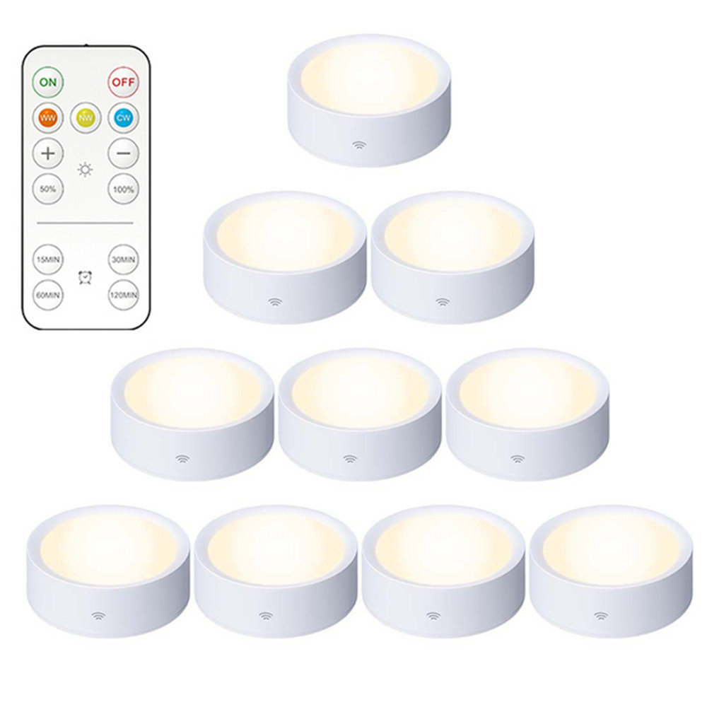 Battery Powered Night Light Smart Remote Control Cabinet Light Dimmable Warm/White Light Kitchen Light Closet Aisle Stairs Light