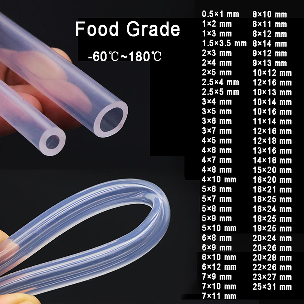 Clear Transparent Food Safe Silicone Tubing Hose Pipe Aquarium Pump Soft Tube Flexible for Beer/Drink/Milk/Water 0.5mm~25mm ID