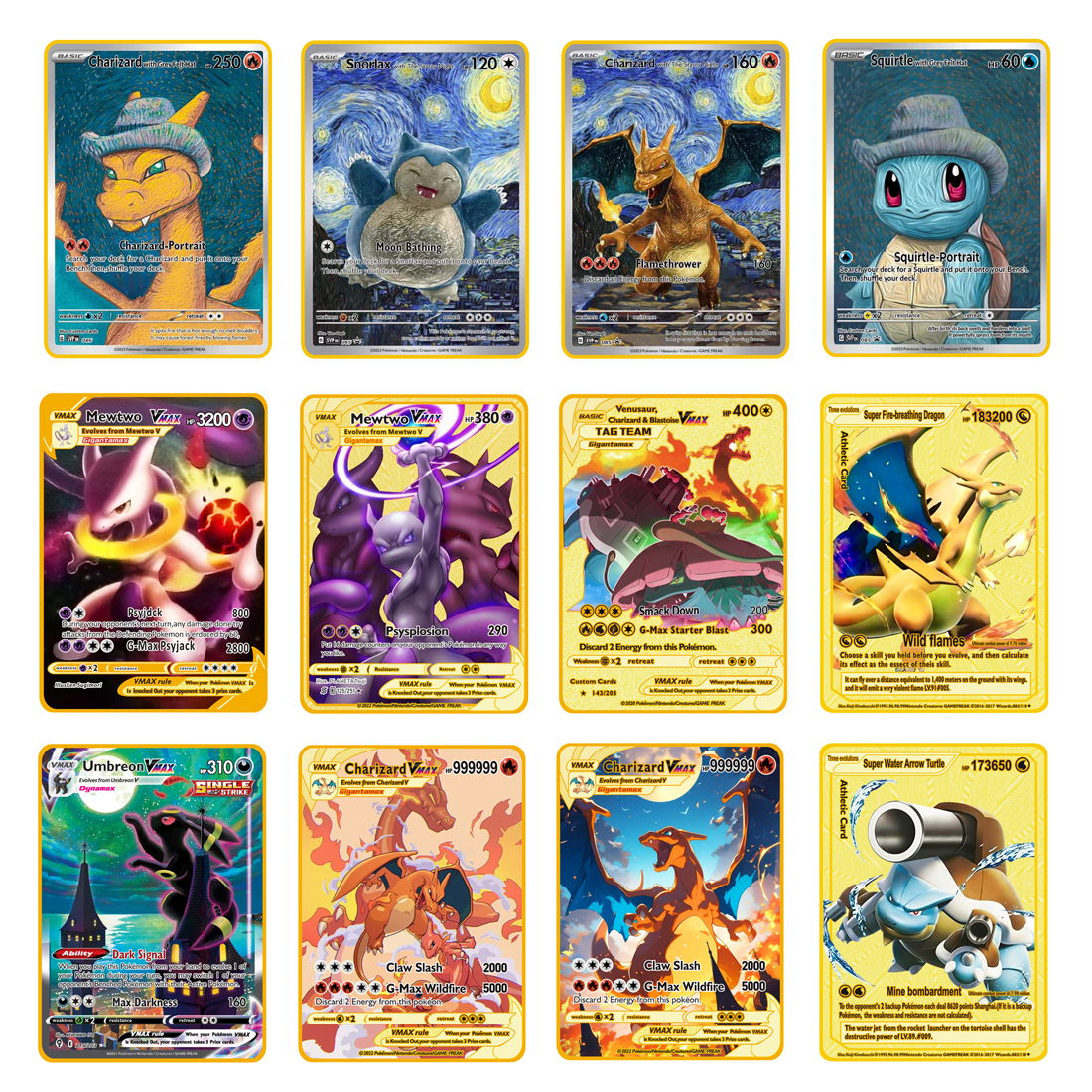 ! Kartu Logam Pokemon Baru 10000 Poin Arceus Charizard Super Card Golden English Mewtwo Vmax GX EX Hadiah Natal^