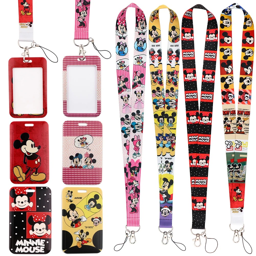 Porte-clés Disney Minnie Mouse pour clés, porte-badge, porte-carte de crédit, sangle de cou, lanière de téléphone, vente en gros