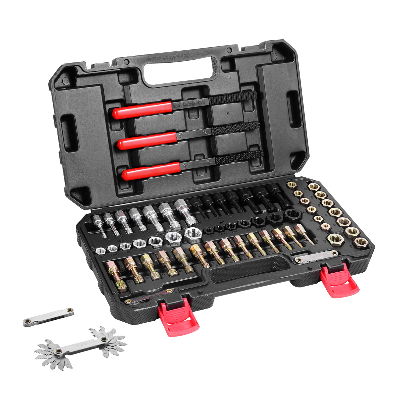 SucceBuy Draad Chaser Set UNC UNF Metrische Draad Restorer Tool Rethreading Tool Kit Warmtebehandeld Staal Mechanica DIY Liefhebber