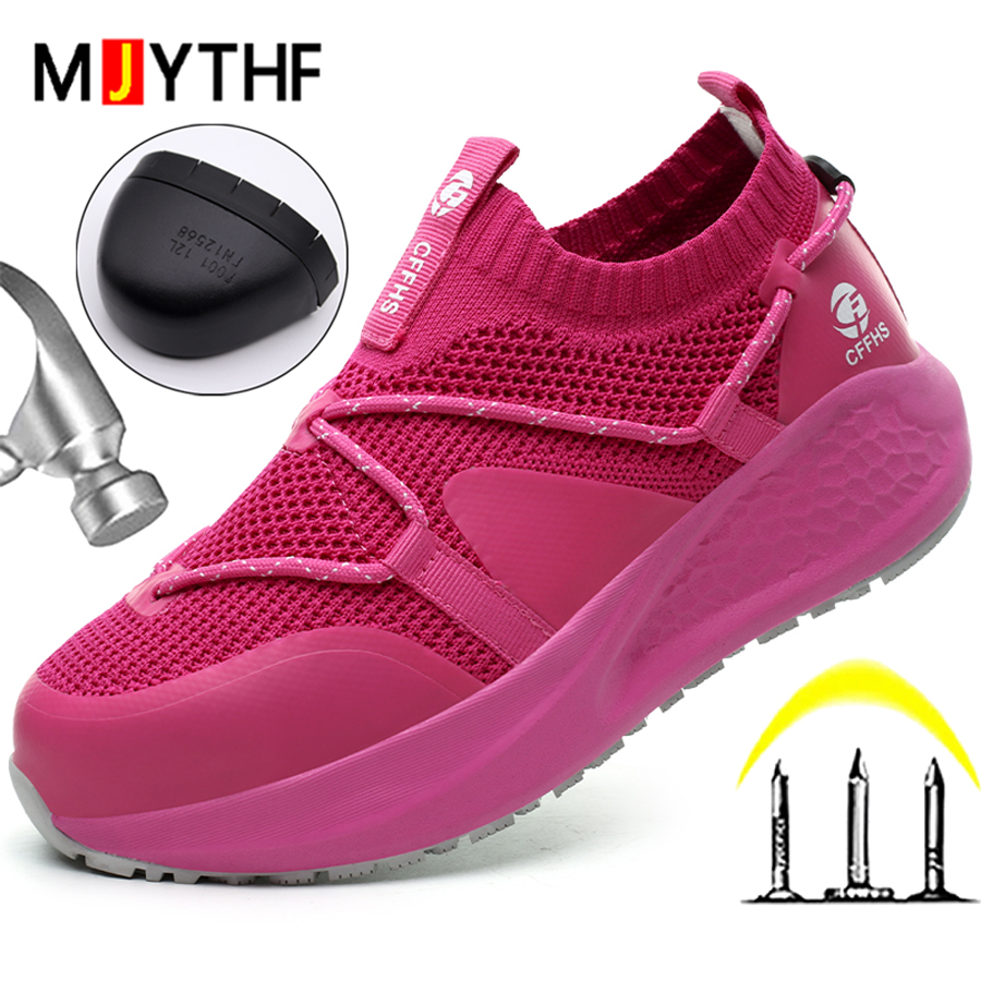 Lo último en zapatos de trabajo para mujer, zapatos de seguridad a prueba de pinchazos, zapatillas de plataforma antideslizantes, zapatos con punta de acero para mujer, botas de seguridad cómodas para mujer