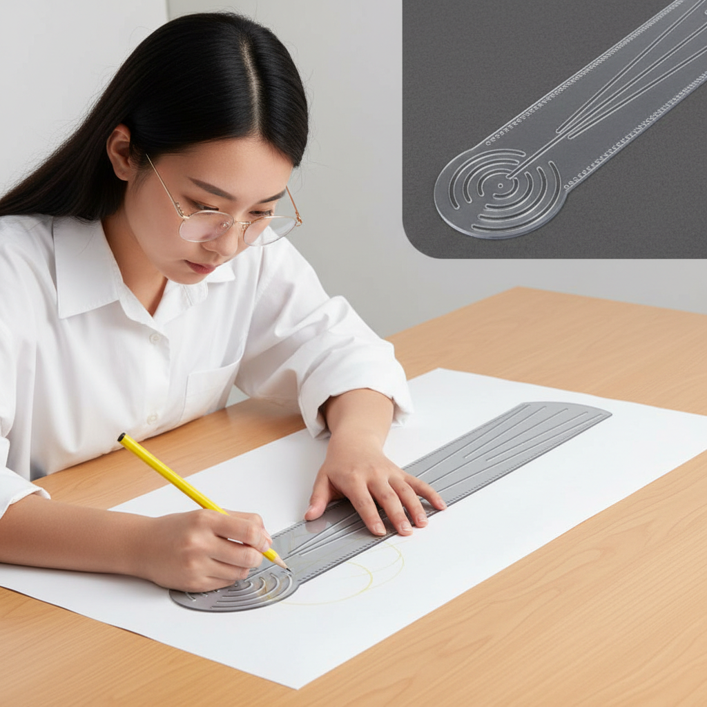 Plantilla Multifuncional para Dibujo de Mandalas, Regla de Dibujo Acrílica Reutilizable, Herramienta Transparente para Dibujar Líneas Rectas y Arcos Circulares
