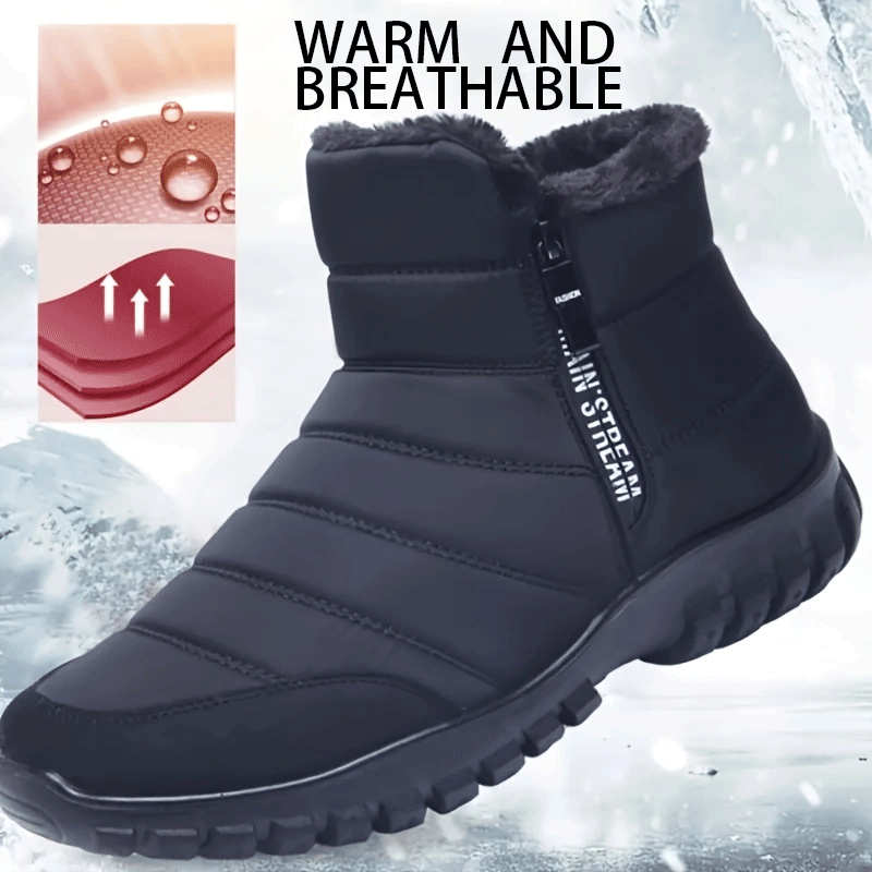 Bottes d'hiver imperméables et chaudes pour femmes et hommes, doublées de fourrure, à tige haute, avec fermeture éclair latérale, pour les journées froides