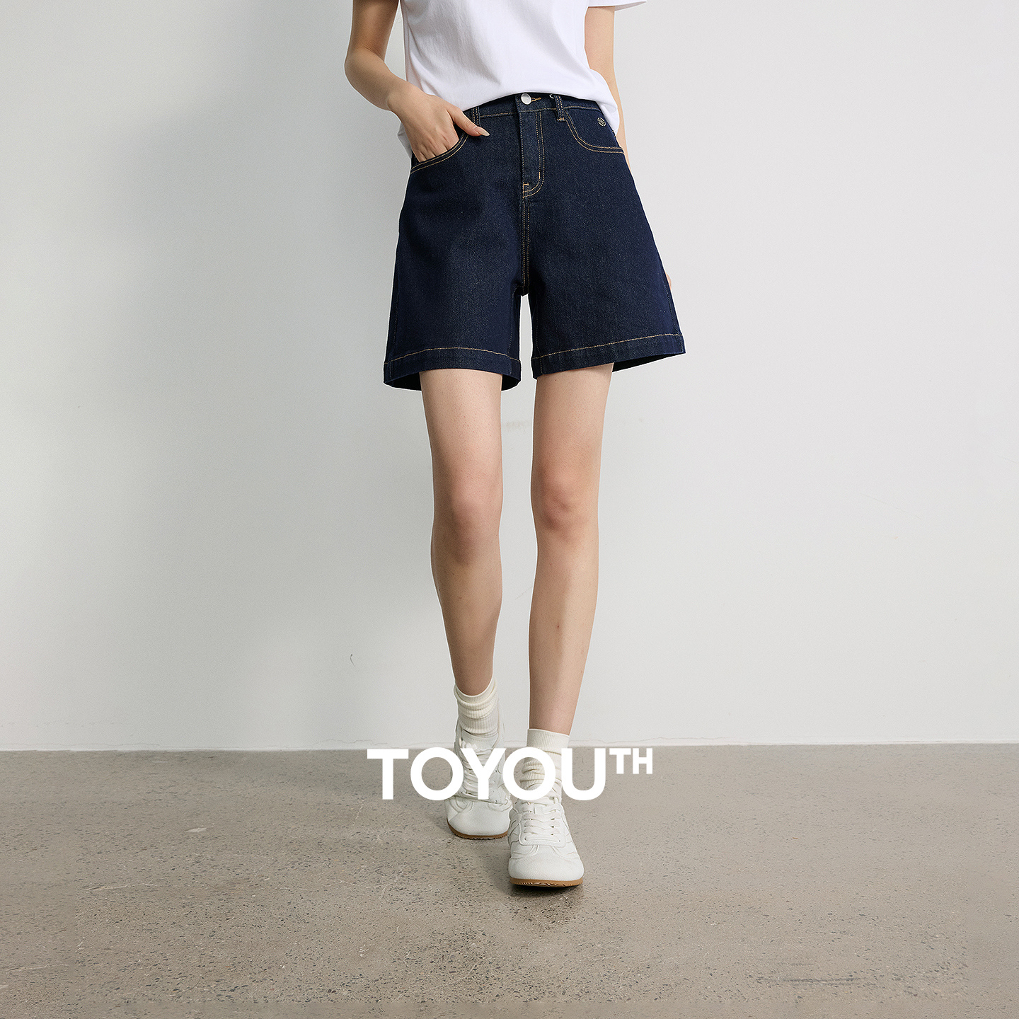 TOYOUTH Dames Stretch Denim Shorts 2026 Zomer Nieuwe Hoge Taille Wijde Pijpen Casual Veelzijdige Hotpants Trendy
