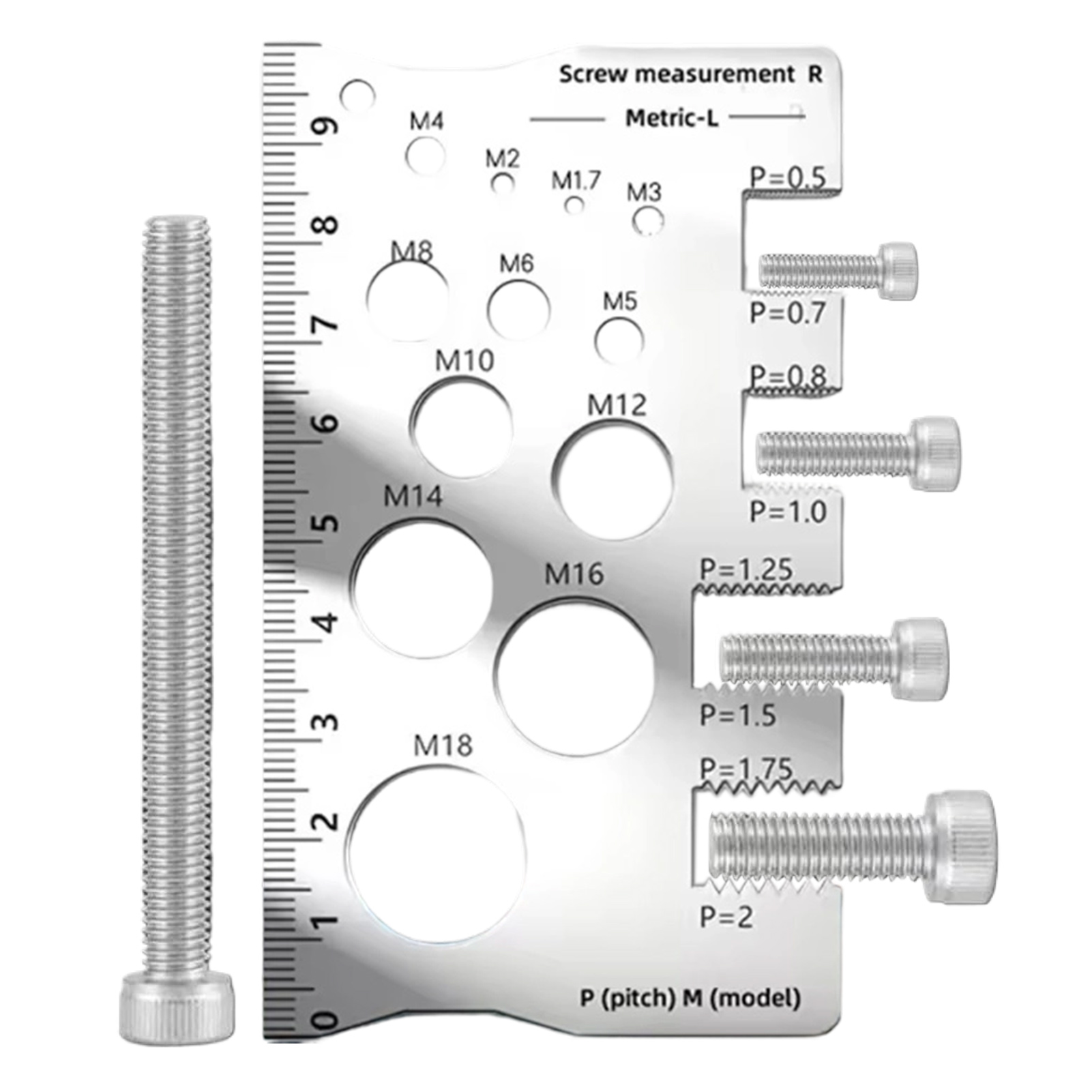 Schraube Gewinde Pitch Gauge Lineal Messwerkzeug Bolzen Mutter Metrische Bearbeitung Gewinde Schraube Schneiden Gauge Winkel Modell Messen