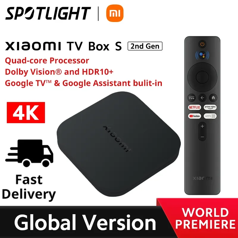 New Global Version Xiaomi Mi TV Box S(2nd Gen)Quad-core Processor Dolby Vision HDR10+ Media Player Google TV 4K Ultra