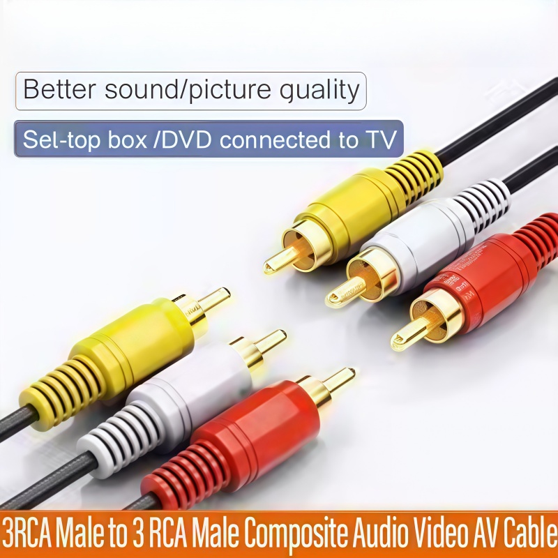 Câble AV composite 3 RCA vers 3 RCA – Câble audio-vidéo mâle vers mâle pour TV/DVD/Home cinéma (vente en gros disponible)