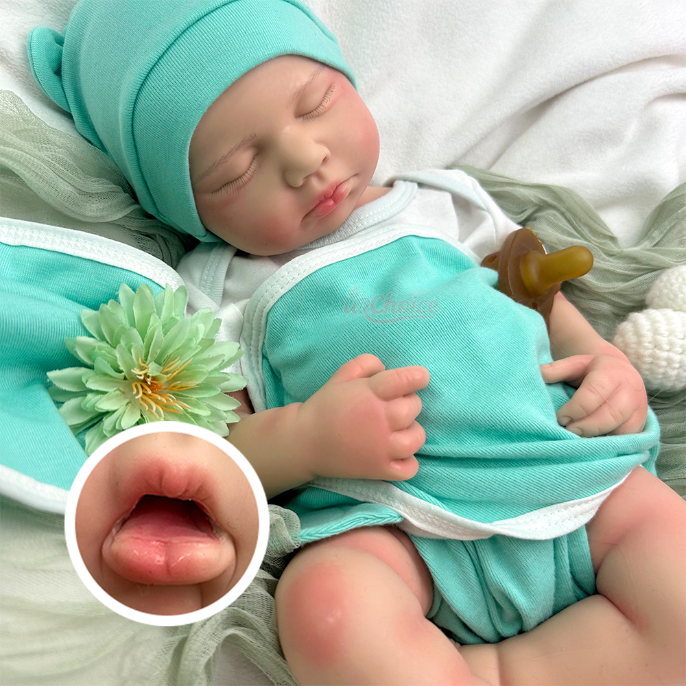 Bambola Reborn Loulou in Silicone Realistico da 20 Pollici con Bocca Aperta, Ponderata, Fatta a Mano, Occhi Chiusi, con Vene Visibili, per Bambini