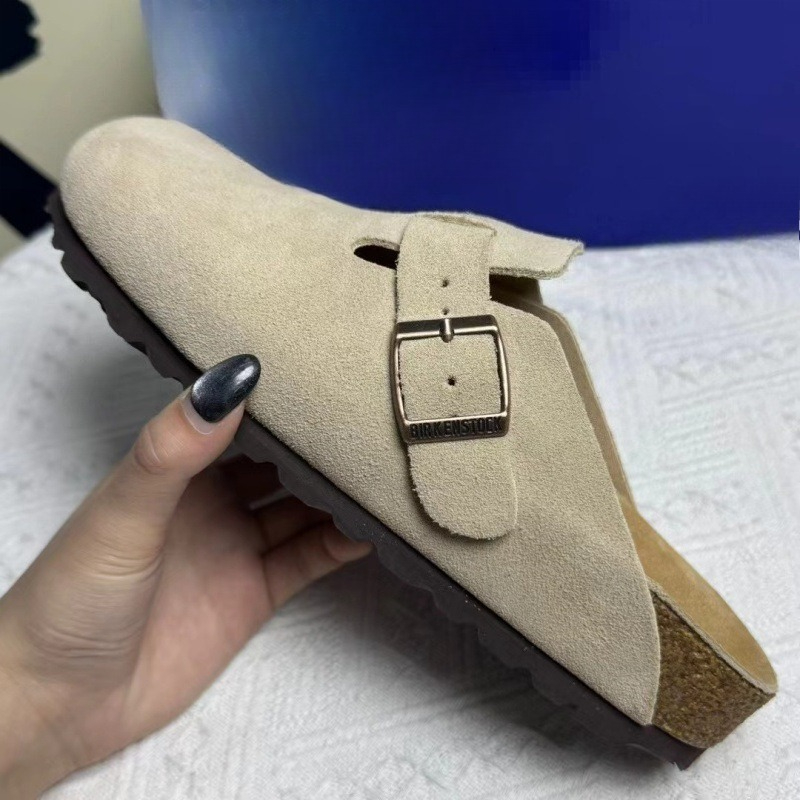 Unisex 2026 Frühling Sommer Vintage Wildleder Rückenfreie Mule Clogs Slip-on Flache Schnallen-Freizeitschuhe für Outdoor-Spaziergänge