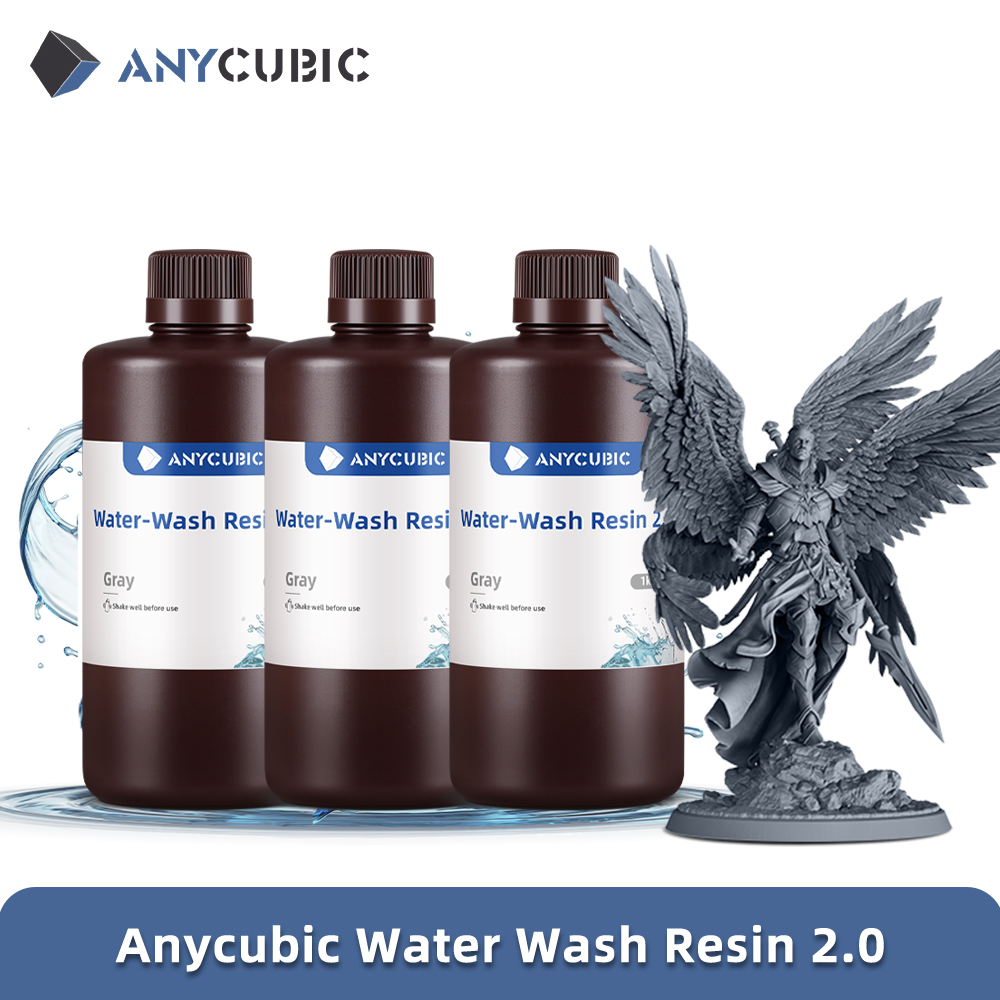 ANYCUBIC น้ํา-ล้างเรซิ่น 3 กก.ความแม่นยําสูงกลิ่นต่ําความหนืดต่ํา 3D การพิมพ์มาตรฐาน Photopolymer สําหรับ LCD 3D เครื่องพิมพ์