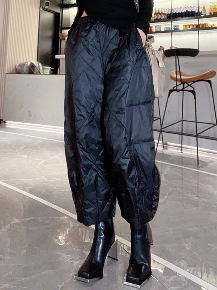 Inverno engrossar harem capris calças para baixo algodão quente casual grosso à prova de vento fofo feminino pantalones neve usar cintura alta spodnie