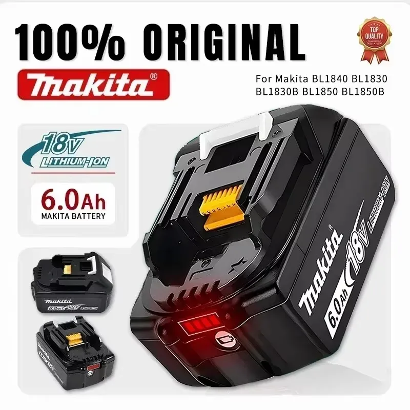100% originele Makita 18V batterij 6,0 Ah oplaadbaar elektrisch gereedschap Makita 18 V batterij, vervangbare LED lithium-ion, BL1860B