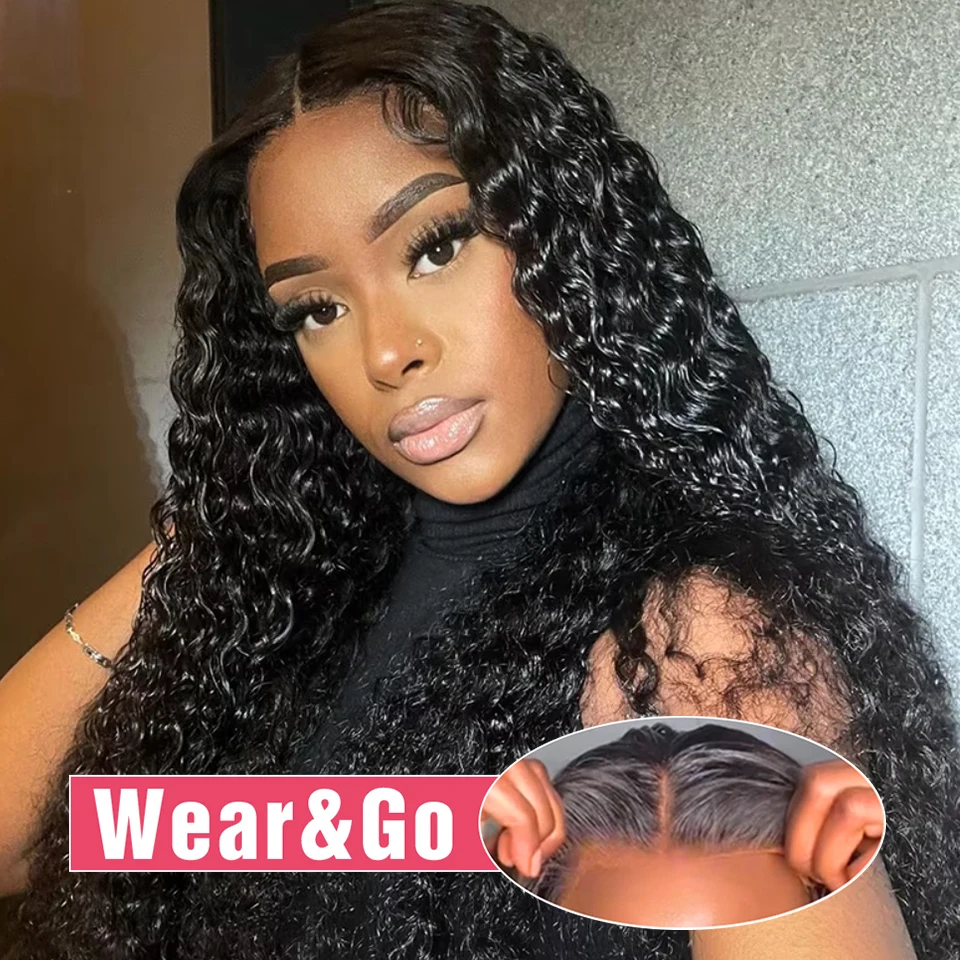 Burmese Curly Wear and Go 7x6 Gluless 220% Density Remy Human Hair Wigs With Spiral End Pre plucked 40 46 Inch Wear Go Wigs