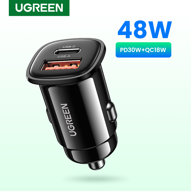 UGREEN – chargeur de voiture 30W PD qc 3.0 SCP, USB type-c rapide, pour téléphone portable, iPhone 14 13 12 Xiaomi