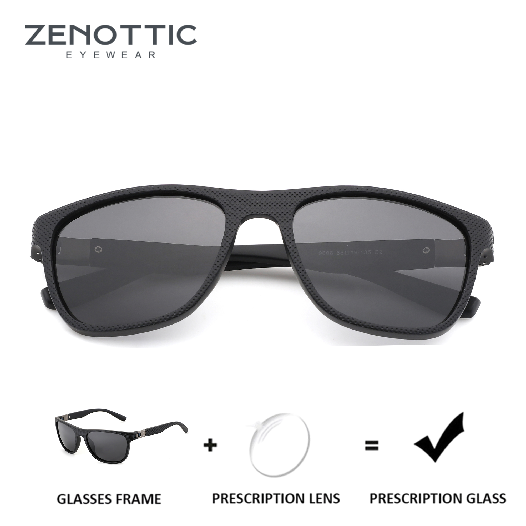 ZENOTTIC (tamanho L) Óculos de sol polarizados TR90 esportivos para homens, proteção UV400, óculos de sol ópticos para miopia