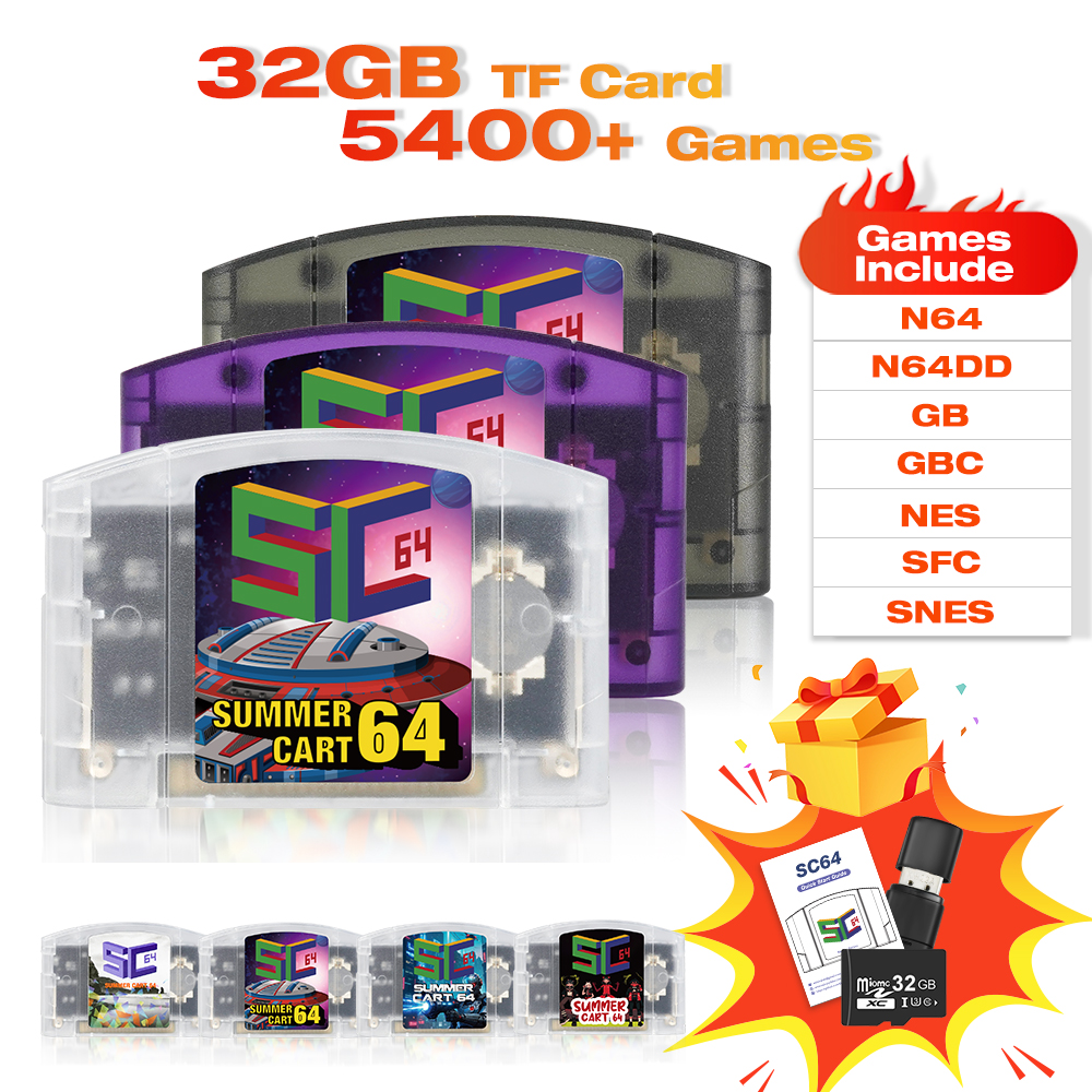 Tarjeta de juego SummerCart64 Open Source N64 para consola de juegos Nintendo 64 con función simulador compatibilidad más de 5400 juegos
