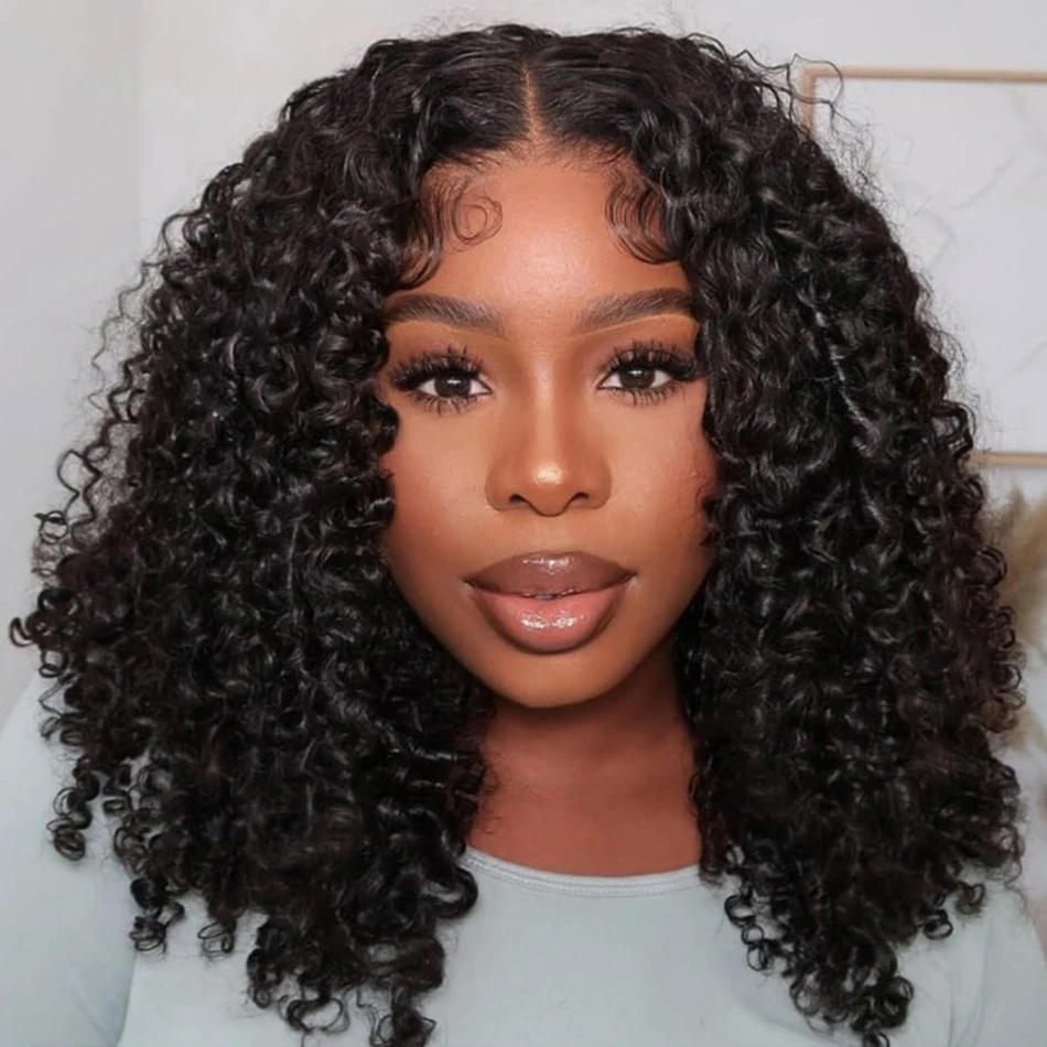 Peruca Bob Cacheada Birmanesa 100% Cabelo Humano, Peruca Bob Curta com Renda Frontal HD 13x6, Peruca com Fechamento 5x5 Pré-Cortada Sem Cola com Ondas Profundas, Pronta para Usar, Peruca de Cabelo Humano 13x4 Pré-Alongada