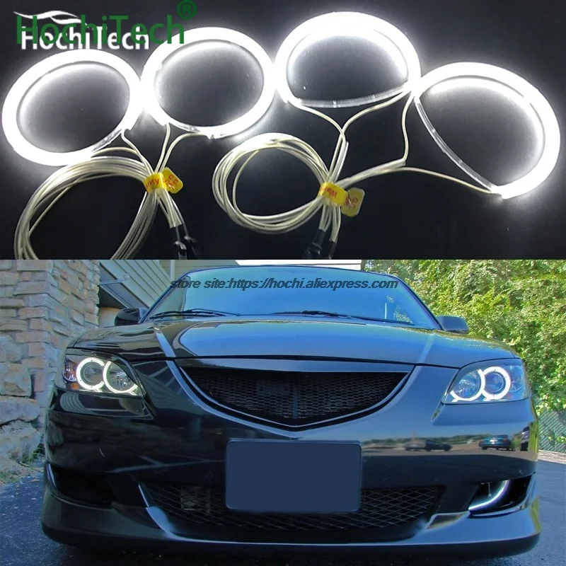 Para mazda 3 mazda3 2002-2007 estilo do carro 4 pçs anéis de farol branco ccfl anjo olhos luz kit luz diurna drl