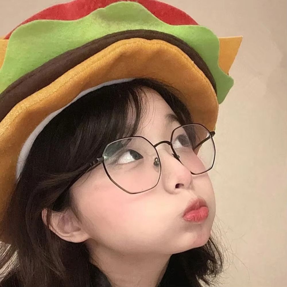 Cadeau Creativiteit Decoratieve Hamburger Hoed Leuke Zachte Hamburger Hoofddeksel Comfortabele Unisex Prestatie Prop Hoed Halloween Party