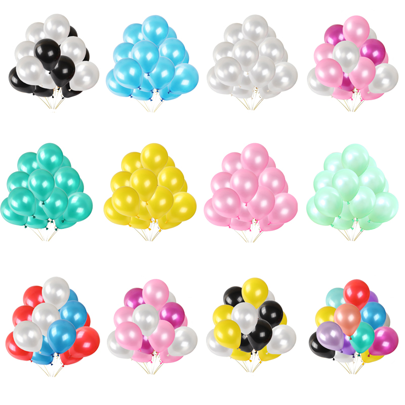 10/12 pouces brillant perle or noir rose ballons en Latex boules d'air mariage joyeux anniversaire décor bébé douche enfants jouets Globos