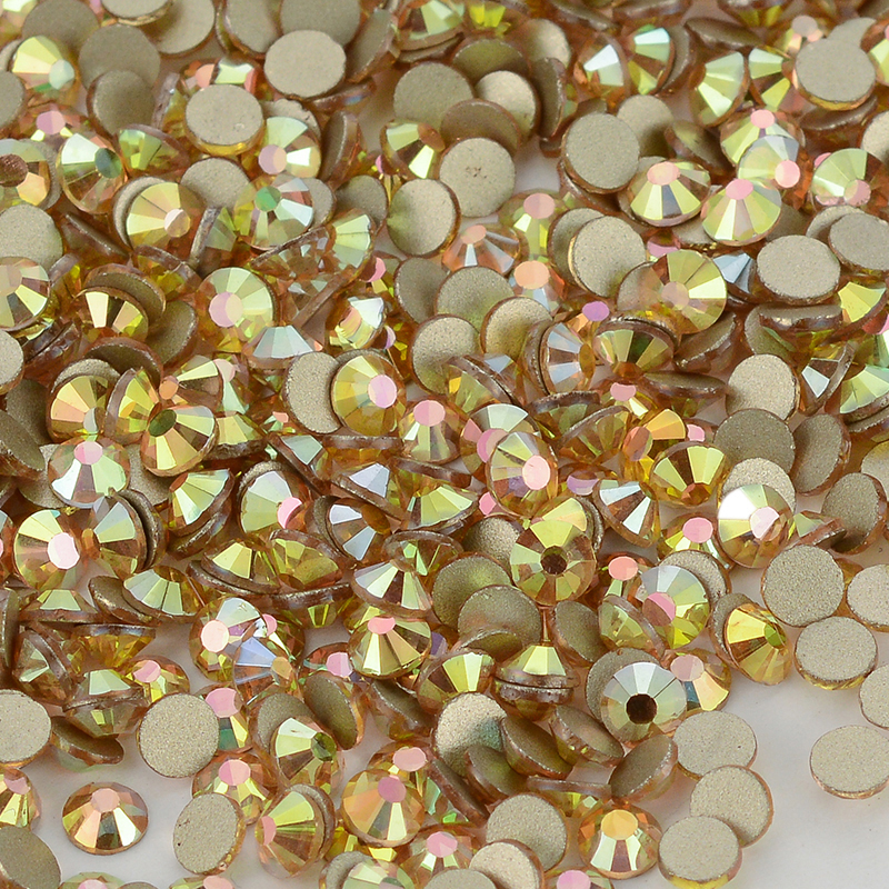 SS3-SS60 métal lumière du soleil verre Flatback Strass paillettes or Base Non correcteur Strass Strass pour bricolage artisanat robe décoration