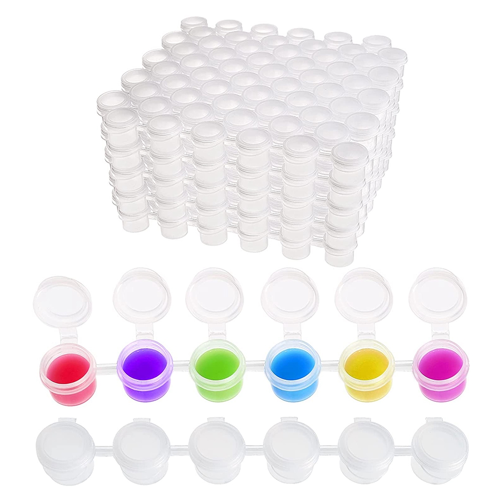 50 Stroken Verfpottenstrips, 300 Potten 2Ml/0.07 Oz Lege Verfbekerpotten Met Deksels, Voor Klaslokalen Schilderijen Kunstfestivals