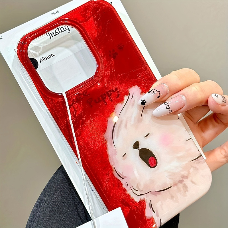 Abstract Gekrabbeld Puppy Telefoon Case voor Samsung Galaxy S25 S24 S23 S22 S21 FE Ultra Plus 4G 5G Veer Textuur Achterkant