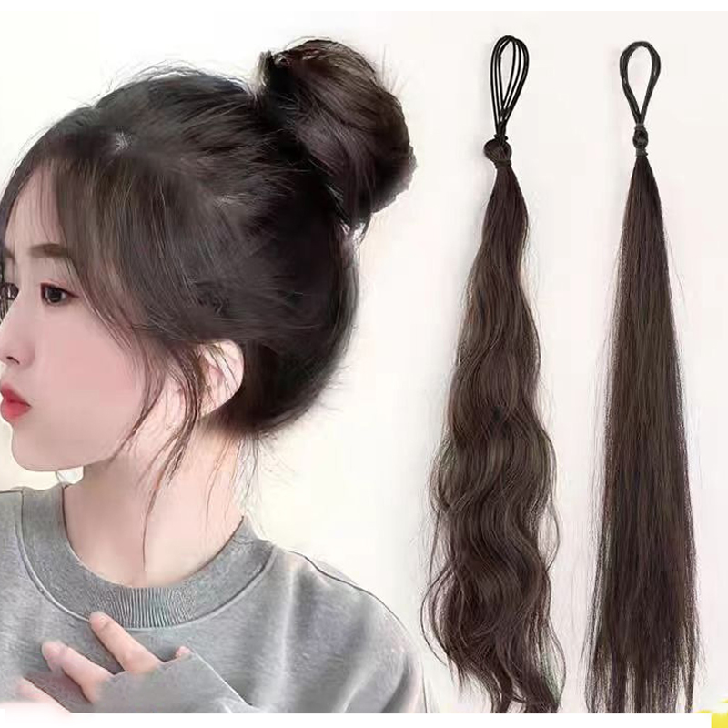 เส้นใยสังเคราะห์ไขลาน Ball แหวนผมวิกผม Bud ผม Bun ธรรมชาติผมปุย Volume Low Tie Fluffy วิกผมกระเป๋า