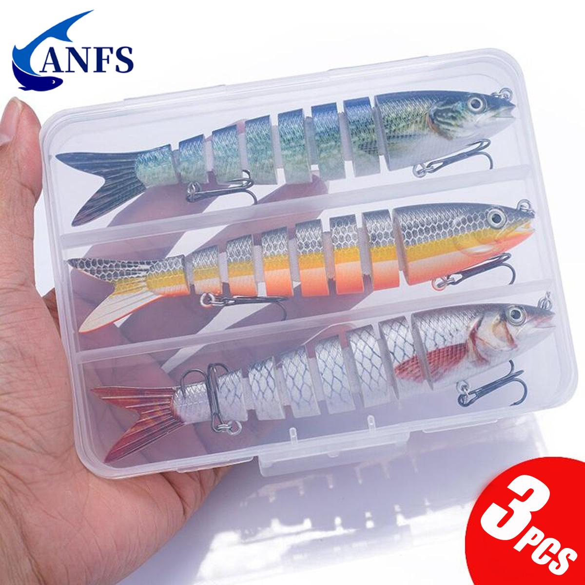3 pièces 8 segments leurre de pêche multi-articulé appât artificiel appât de pêche bionique à coulage lent équipement de pêche frais