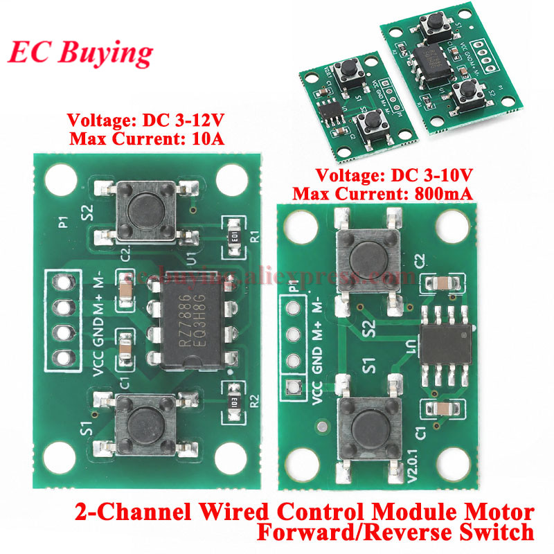 Circuit de commande de moteur à deux canaux avec télécommande filaire, 10 pièces/1 pièce, DC 3-10V 800mA 3-12V 10A, interrupteur de commande avant/arrière