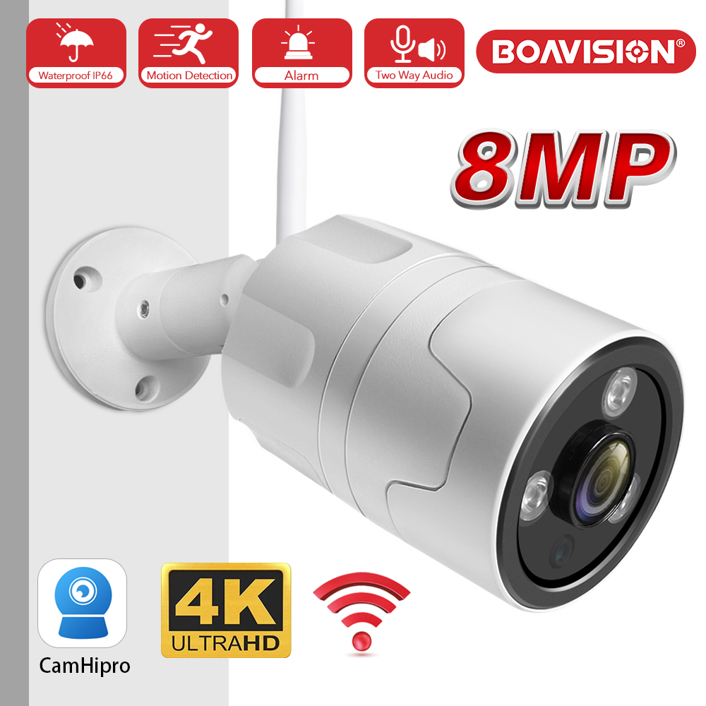Cámara IP tipo bala HD para exteriores, videocámara de seguridad inalámbrica con WIFI, lente ojo de pez, Visión de 180 grados, IR, 20M, P2P, aplicación CamHipro, 2MP, 5MP, 8MP