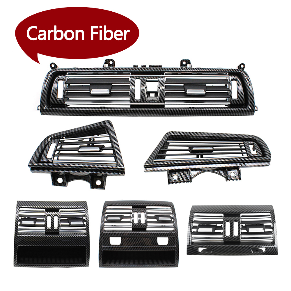 Carbon Fiber Lhd Rhd Voor Achter Verchroomde Ac Vent Grille Cover Panel Voor Bmw 5 Serie F10 F11 520 525 528 530 535