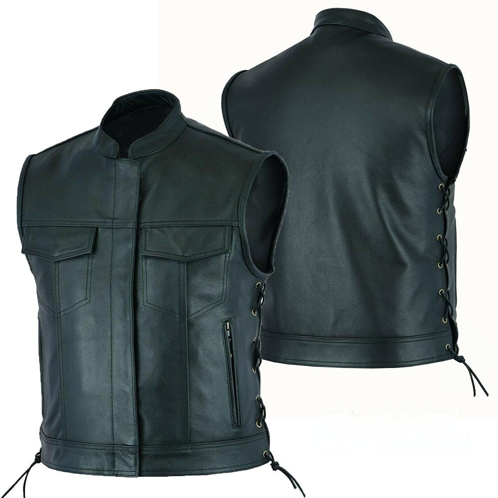 Mens Leather Vest V Neck Single Breasted Zipper Sleeveless Top Casual Streetwear Fashion Outerwear
