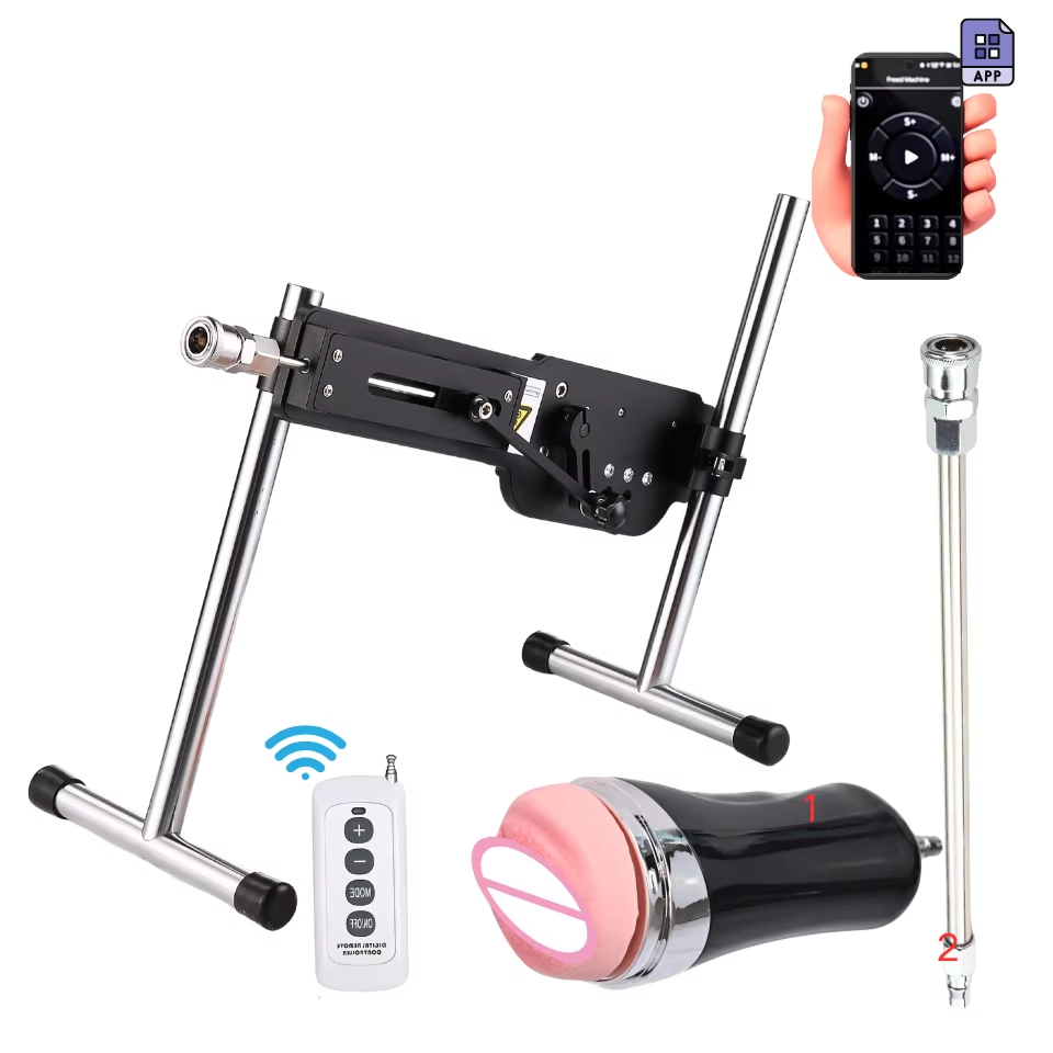 ROUGHBEAST Machine sexuelle télécommandée 70W avec moteur à engrenages turbo, course réglable et poussée, jouet pour adulte avec profondeur personnalisable de 3 à 9 cm