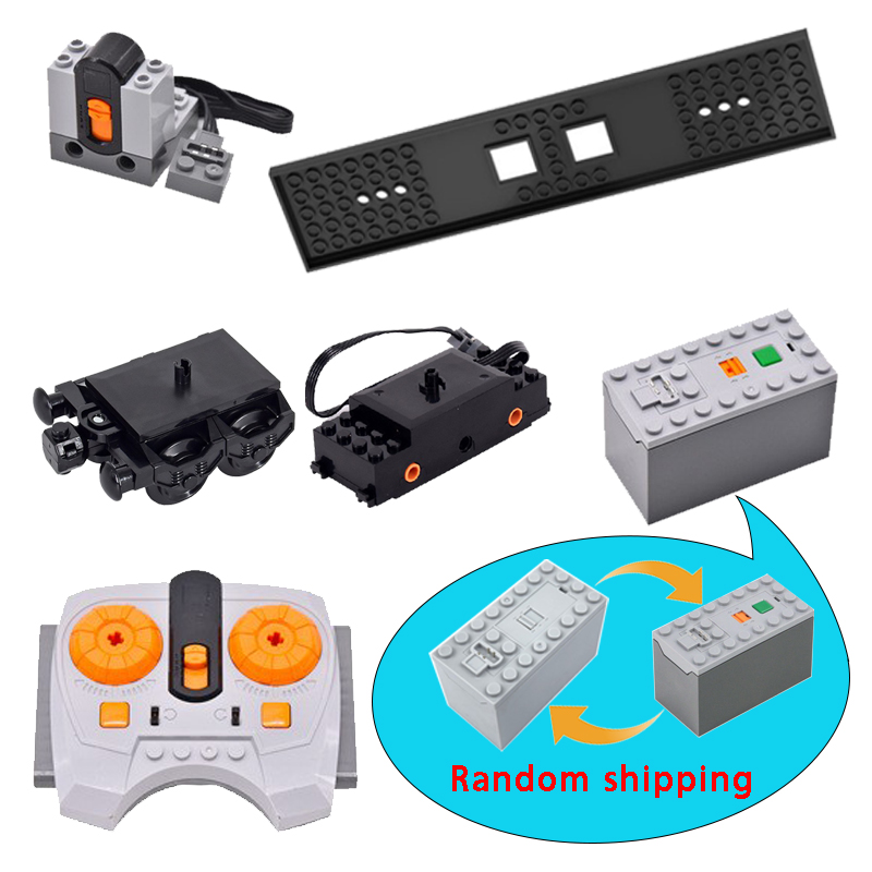 Blocs de construction de voie de Train pour fonctions d'alimentation MOC, pièces de moteur, boîte de batterie, vitesse infrarouge, récepteur de télécommande pour Legoeds