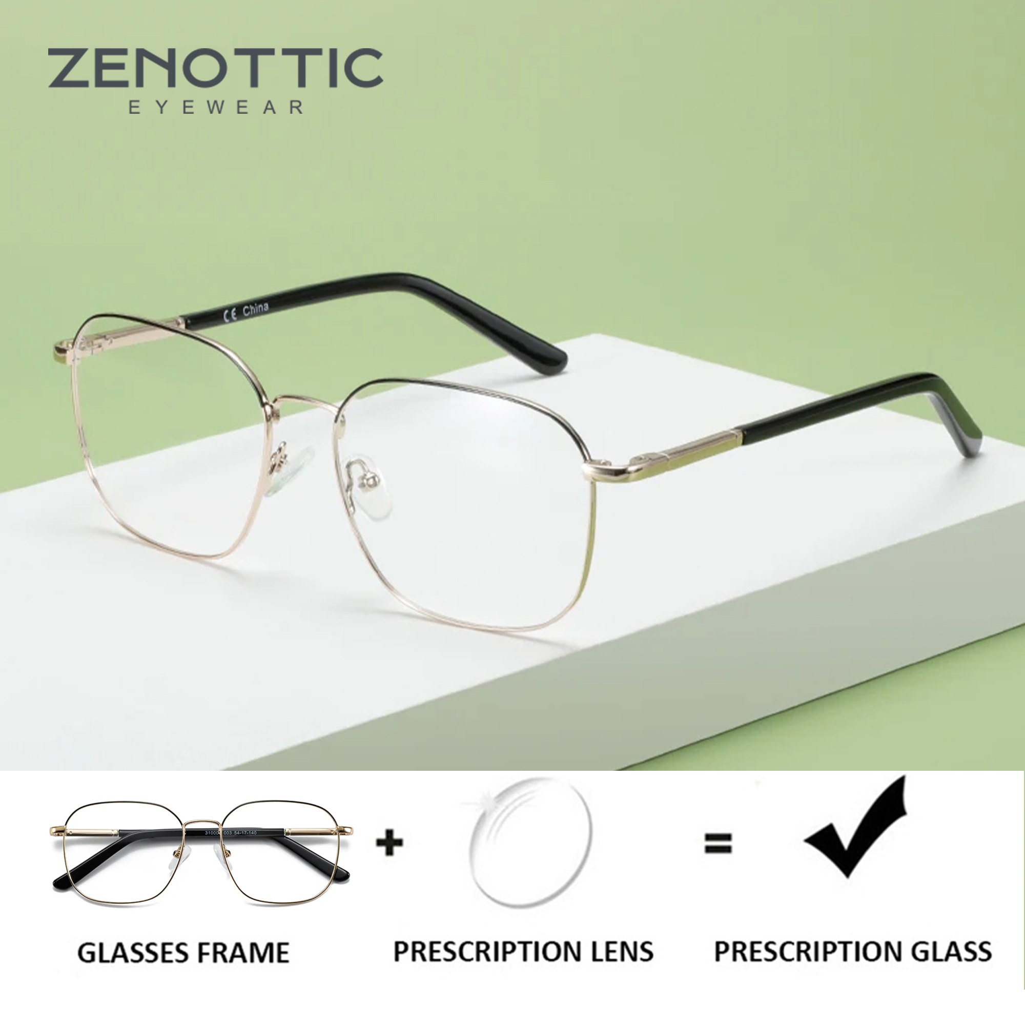 Occhiali da vista progressivi quadrati ZENOTTIC, occhiali ottici in metallo ultraleggero, occhiali da vista alla moda per miopia con luce blu