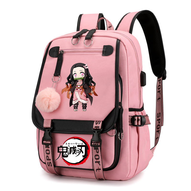 Novedad Harajuku, mochilas escolares de Anime Demon Slayer Kamado Nezuko, mochila para niños y niñas, mochila escolar Kawaii, bolsa de viaje, mochilas para mujeres