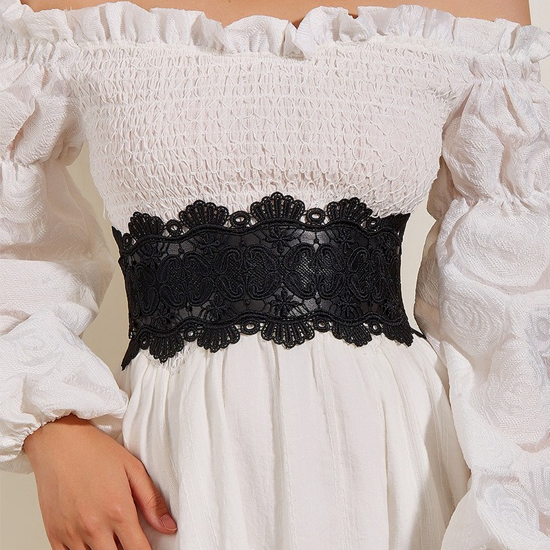 Moda de luxo laço largo cinto feminino para mulher vestido elástico accessorizing o cinto designer preto pasek cinturones harajuku