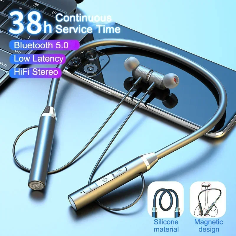 K58 Cuffie senza fili Bluetooth Archetto da collo Auricolari magnetici Sport Auricolari da corsa Auricolare Bluetooth 5.0 impermeabile con microfono