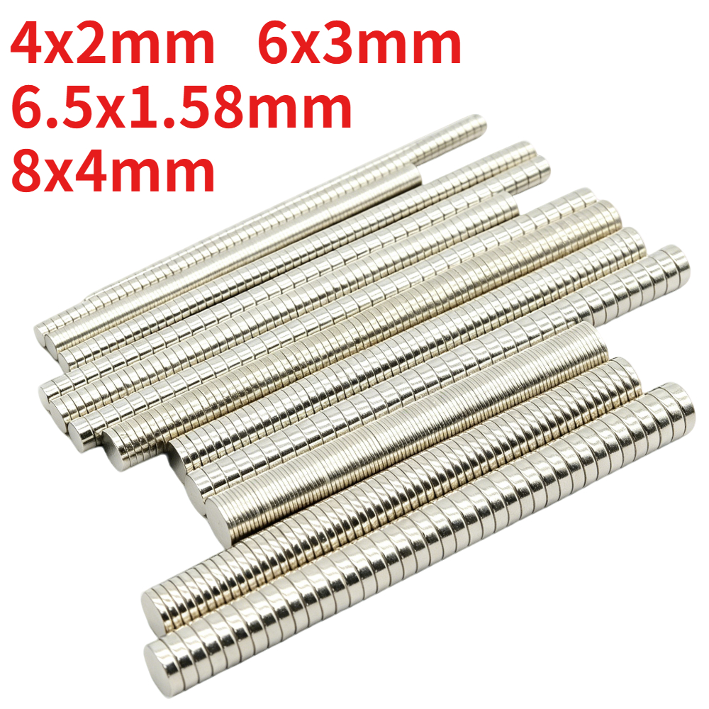 แม่เหล็กถาวรทรงกลมแบน 4x2/6x3/6.5x1.58/8x4 มม., ชิ้นส่วนแม่เหล็กอเนกประสงค์สำหรับยึดโน้ตในสำนักงานและการจัดเก็บในครัวเรือน