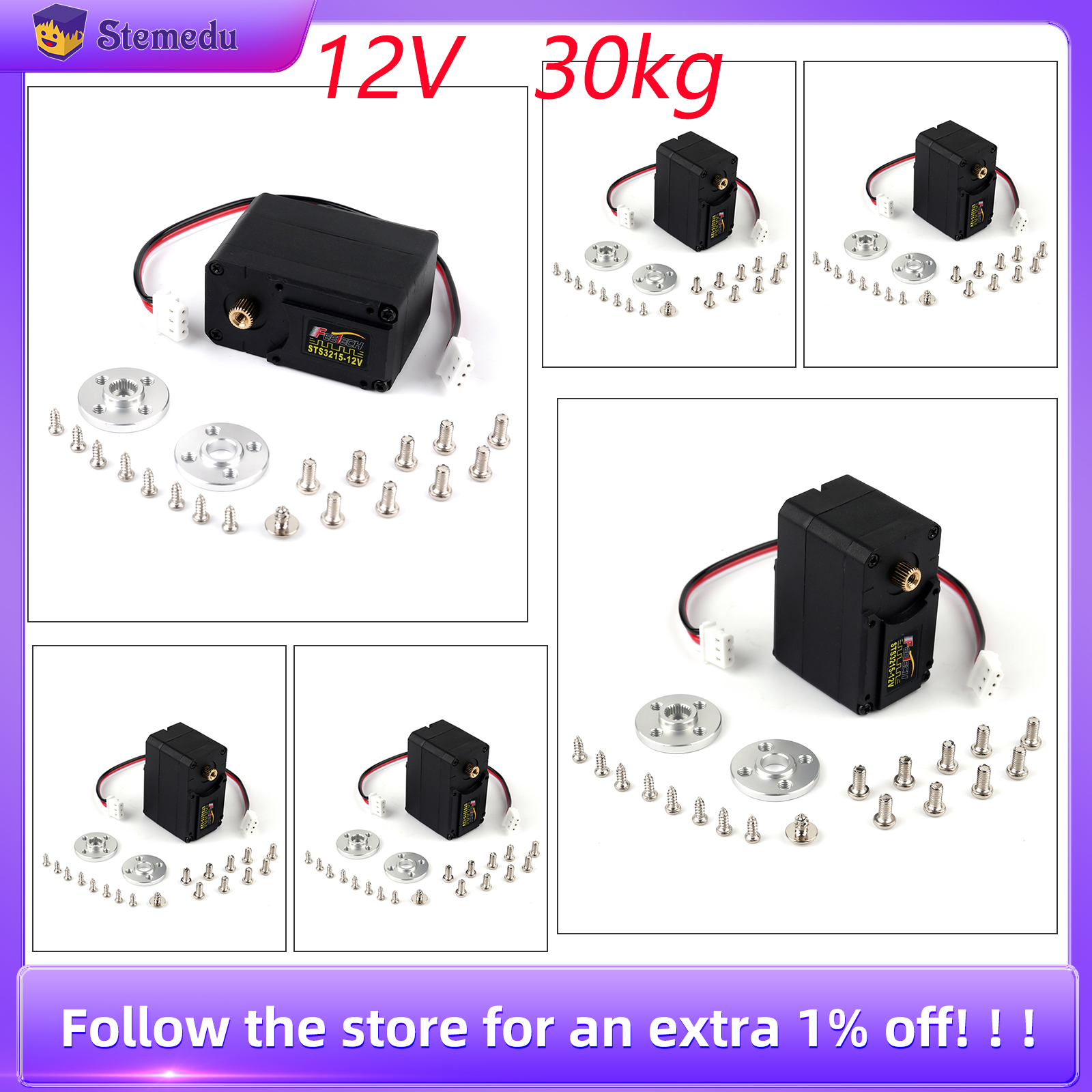 6PCS Feetech STS3215 12V 30KG Coppia elevata Smart RC Servo TTL Seriale Bus Robot Servomotore per SO-ARM100 Insegnamento Progetto Robot