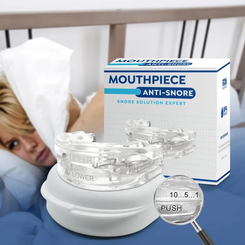 Nouvelle protège-dents anti-ronflement et contre le bruxisme, améliore le sommeil, dispositif anti-ronflement et contre l'apnée du sommeil, stoppe le ronflement