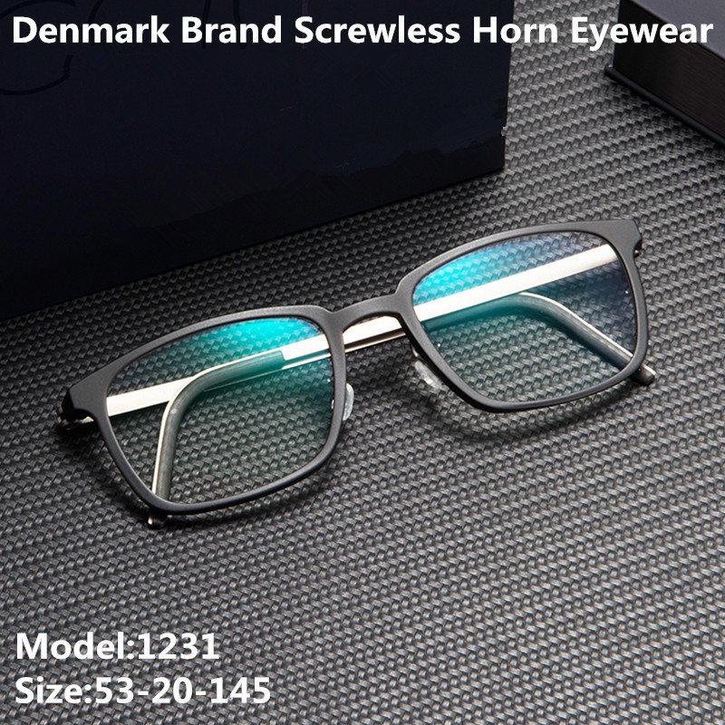 Dinamarca marca ultralight screwless titânio óculos quadro homens prescrição óptica mulheres miopia square eyewear 1231