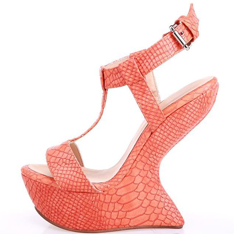 Platforma Strange Style T Tied Sandas Sexy Szpiczaste Czółenka z Paskiem na Pięcie i Klamrą, Personalizowane Nowości, Modne Damskie Nowoczesne Buty