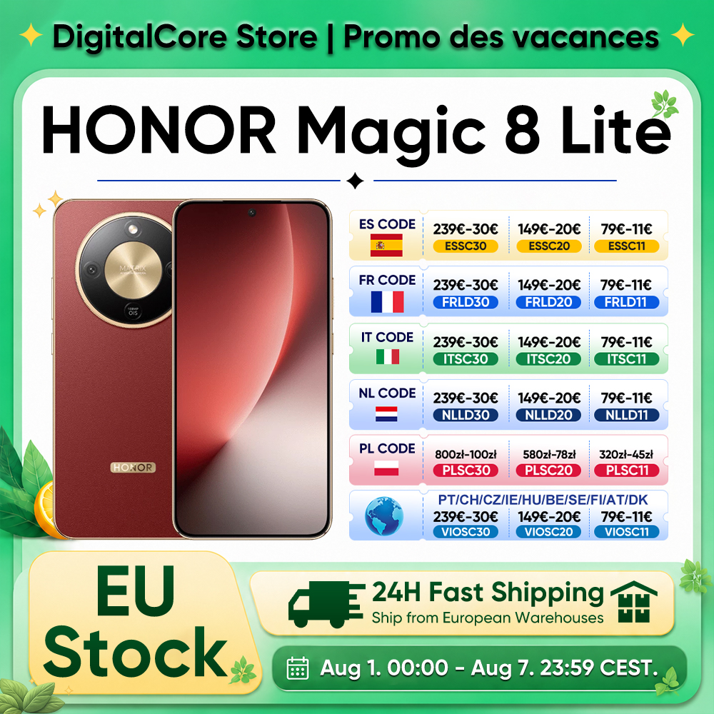 2026 Nieuwe Honor Magic8 Lite EU Versie 5G Smartphone Android Mobiele Telefoons AMOLED Snapdragon 6 Gen 4 7500mAh 108MP OIS AI Camera